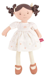 Cecilia - Dark Brown Hair in Cream Linen Dress With Display Box