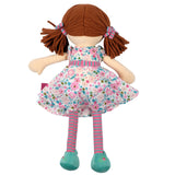 Katy - Dark Brown Hair with Pink & Sea Green Dress