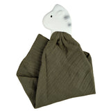 Zebra Comforter Cypress Green Muslin with Organic Natural Rubber Teether