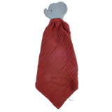 Elephant Barn Red Organic Muslin Comforter with Organic Natural Rubber Teether