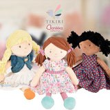 Katy - Dark Brown Hair with Pink & Sea Green Dress