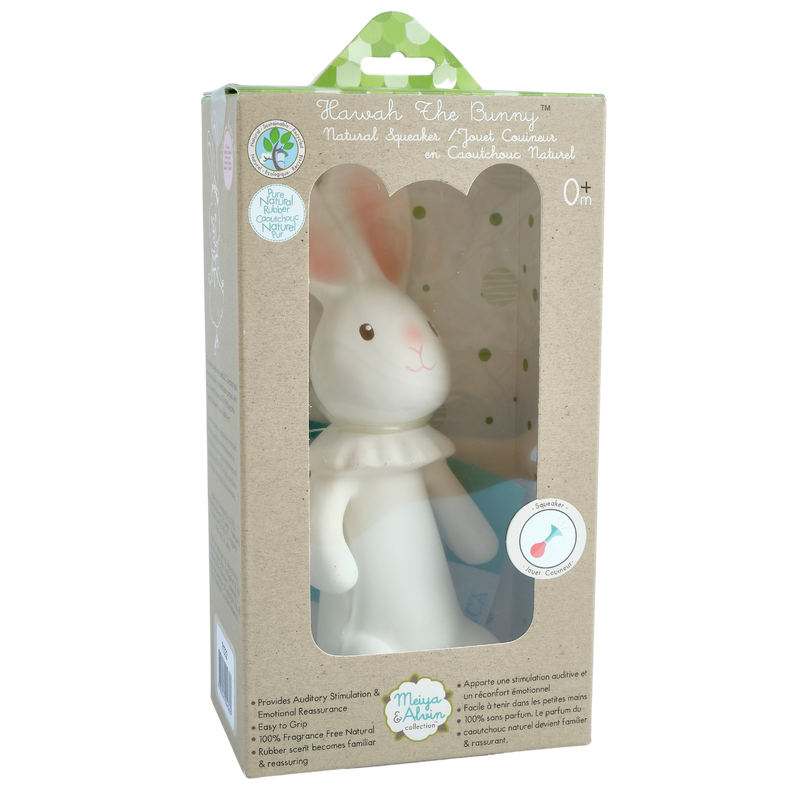 Havah the Bunny Organic Natural Rubber Squeaker Toy - Tikiri Toys Sri Lanka