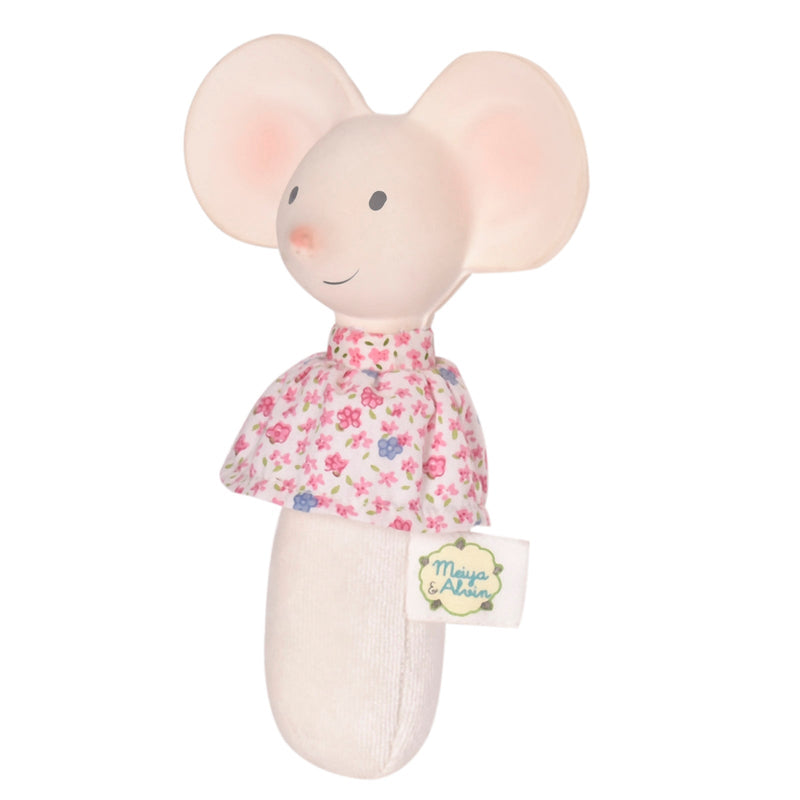 Meiya the Mouse Soft Squeaker Toy with Natural Rubber Head - Tikiri Toys Sri Lanka