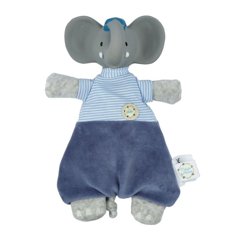 Alvin the Elephant Lovey with Rubber Head in velour outfit