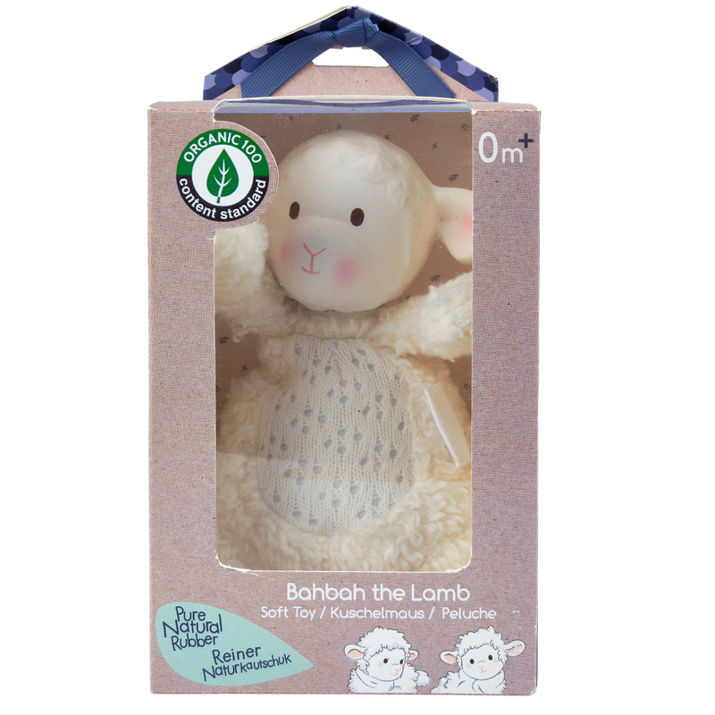 Bahbah the Lamb Baby Soft Toy with Organic Natural Rubber Teether Head
