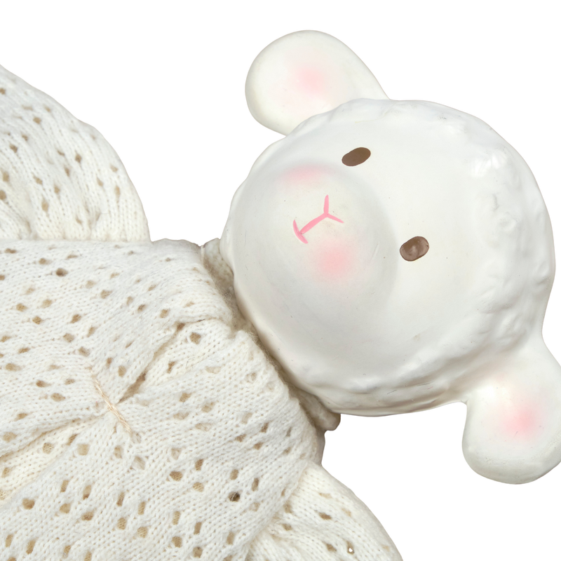 Bahbah the Lamb Baby Lovey with Organic Natural Rubber Teether Head