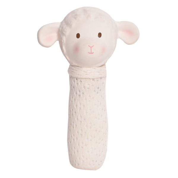 Bahbah the Lamb Baby Squeaker with Organic Natural Rubber Teether Head