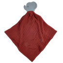 Elephant Barn Red Organic Muslin Comforter with Organic Natural Rubber Teether