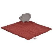 Elephant Barn Red Organic Muslin Comforter with Organic Natural Rubber Teether - Tikiri Toys Sri Lanka