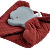 Elephant Barn Red Organic Muslin Comforter with Organic Natural Rubber Teether - Tikiri Toys Sri Lanka