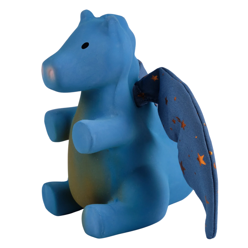 Midnight Dragon - Organic Natural Rubber Rattle with Crinkle Wings - Tikiri Toys Sri Lanka