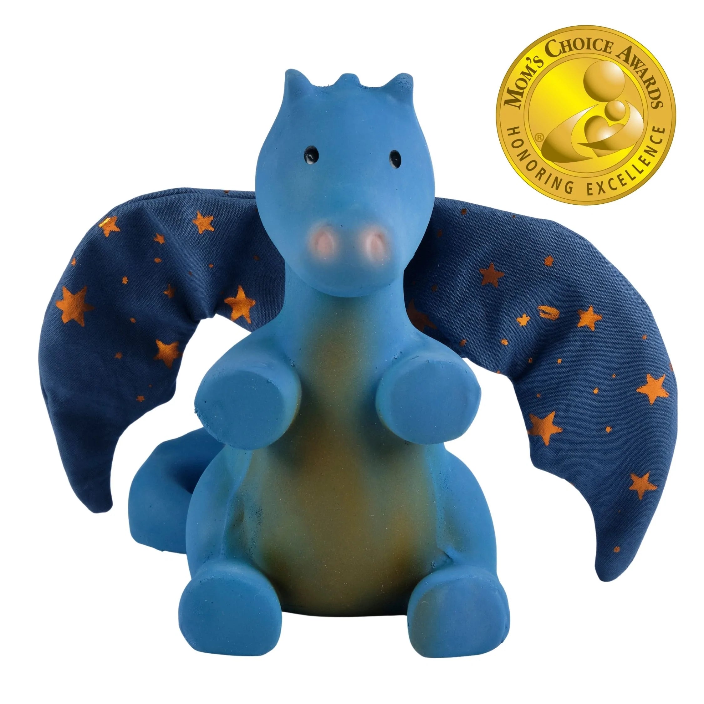 Midnight Dragon - Organic Natural Rubber Rattle with Crinkle Wings - Tikiri Toys Sri Lanka