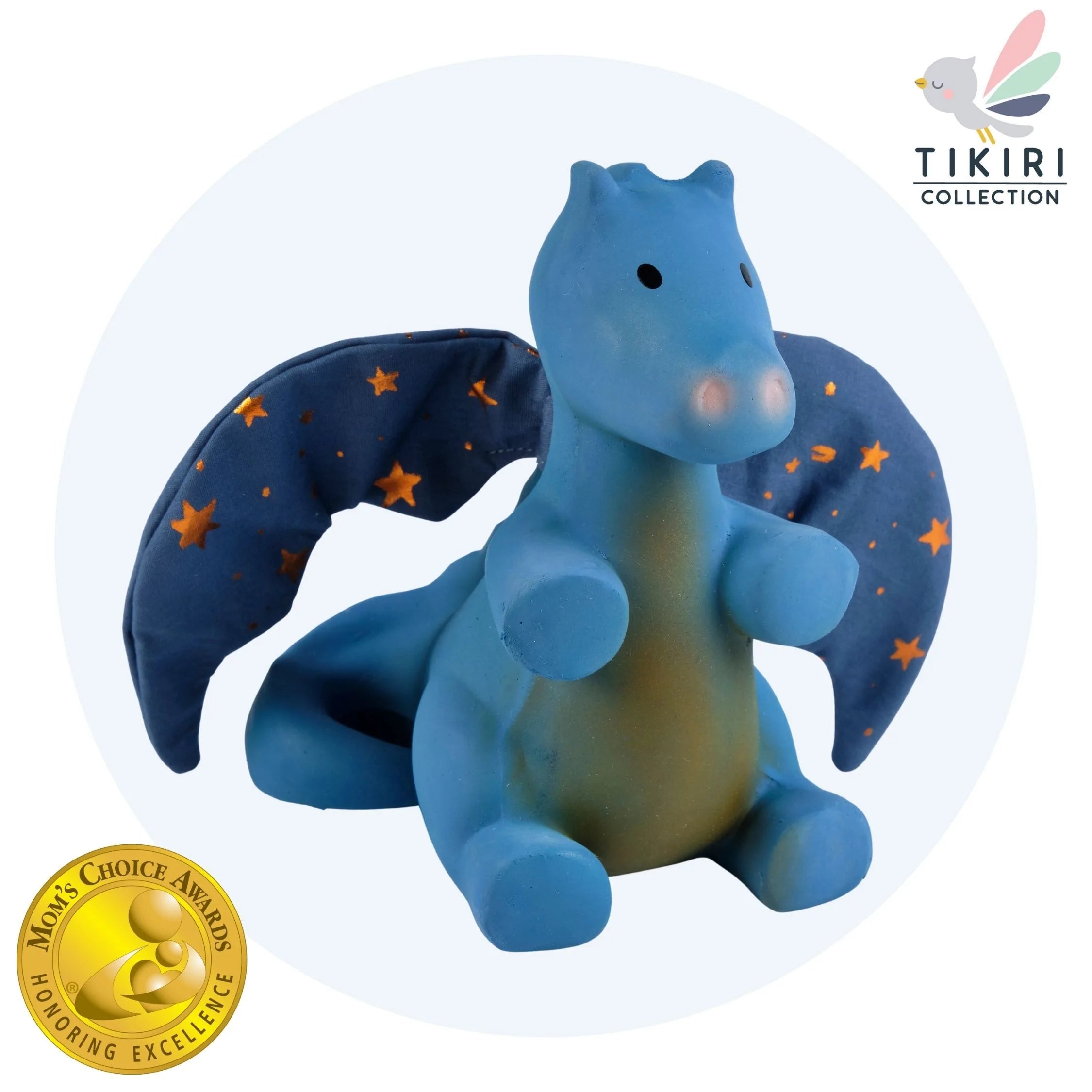 Midnight Dragon - Organic Natural Rubber Rattle with Crinkle Wings - Tikiri Toys Sri Lanka