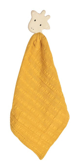 Giraffe Comforter-Mustard Yellow with Organic Natural Rubber Teether