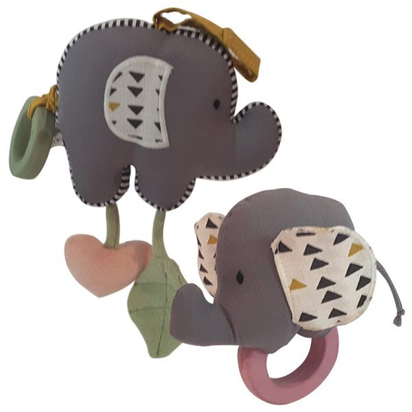 Organic Elephant Baby Vibrator Toy and Elephant Rattle Set