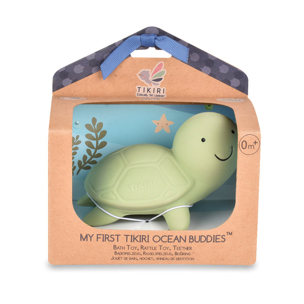 Turtle — Organic Natural Rubber Rattle, Teether & Bath Toy