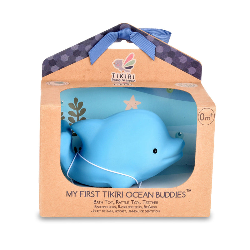 Dolphin — Organic Natural Rubber Rattle, Teether & Bath Toy