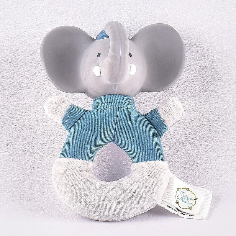 Alvin the Elephant - Soft Rattle with Organic Natural Rubber Head