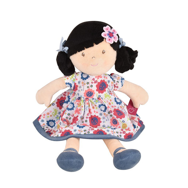 Lilac - Black Hair With Blue Floral Dress - Tikiri Toys