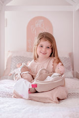 Knitted Carry Cot with Remi Baby Light Skin, Soother & Blanket