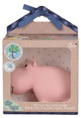 Hippo - Organic Natural Rubber Rattle, Teether & Bath Toy