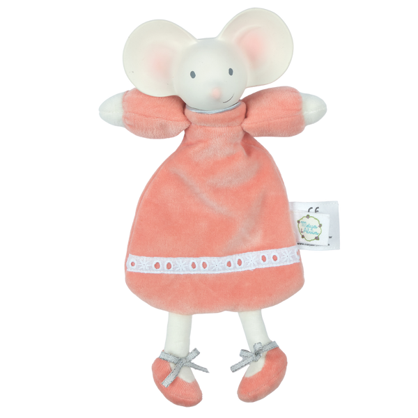 Meiya the Mouse Velour Lovey with Organic Natural Rubber Teether Head